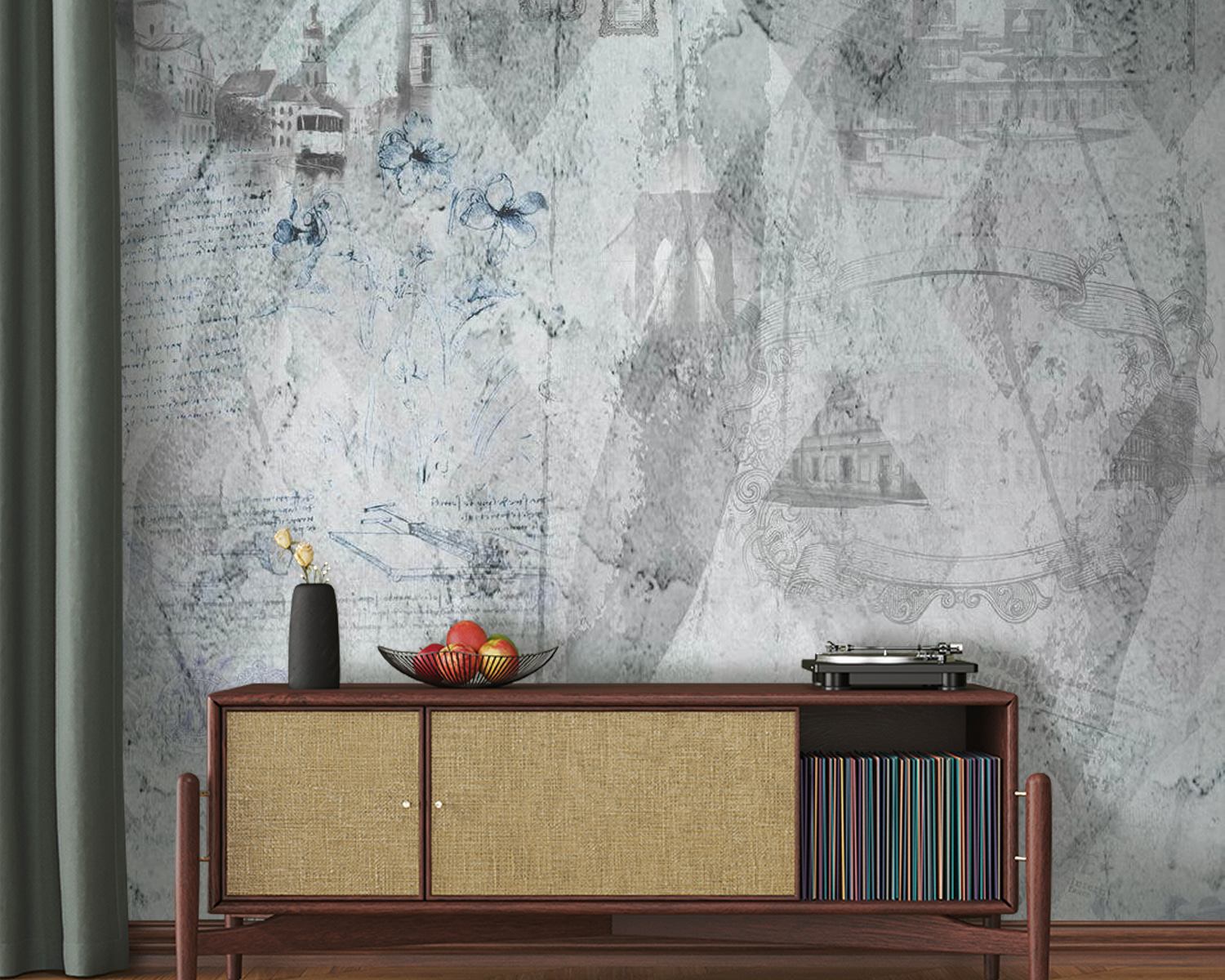 u68154pig20m - Γκρι και λευκή ταπετσαρία με σχέδια - tegory