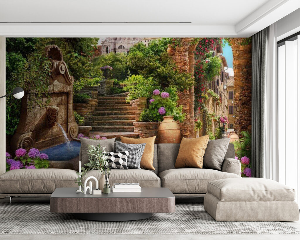 u67807pig63m 1024x819 - Πέτρινο μονοπάτι με σιντριβάνι, σκάλες και λουλούδια - tegory