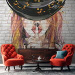 Ταπετσαρίες Ζωγραφική μιας γυναίκας με καπέλο