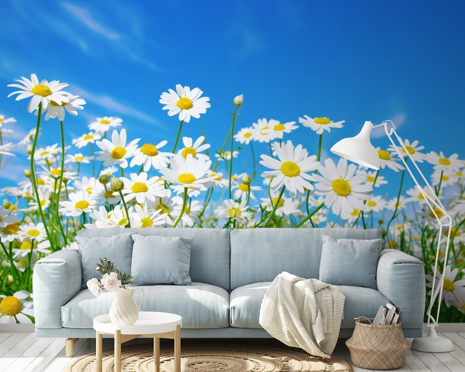 u62523pig14m - Πεδίο με λευκά και κίτρινα λουλούδια - tegory