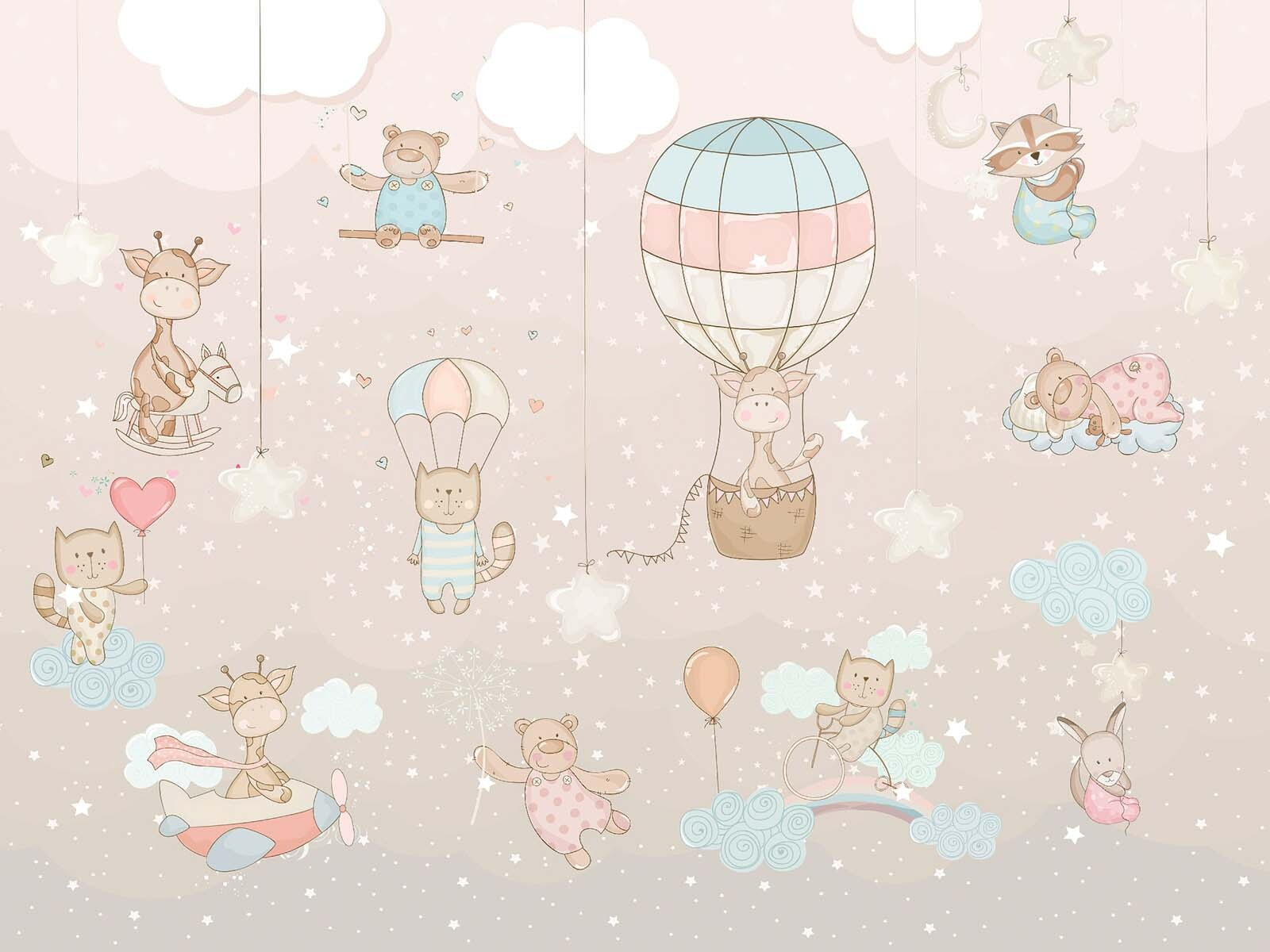 u62108p - Τοιχογραφία τοίχου με ζώα και μπαλόνια - tegory