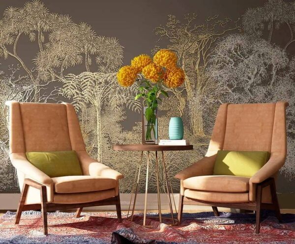 Ταπετσαρίες Γαλήνιο τοπίο με αφηρημένα δέντρα