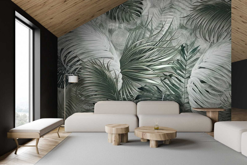 Group of leaves on a white surface