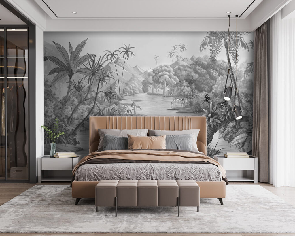 River with zebras and mountains