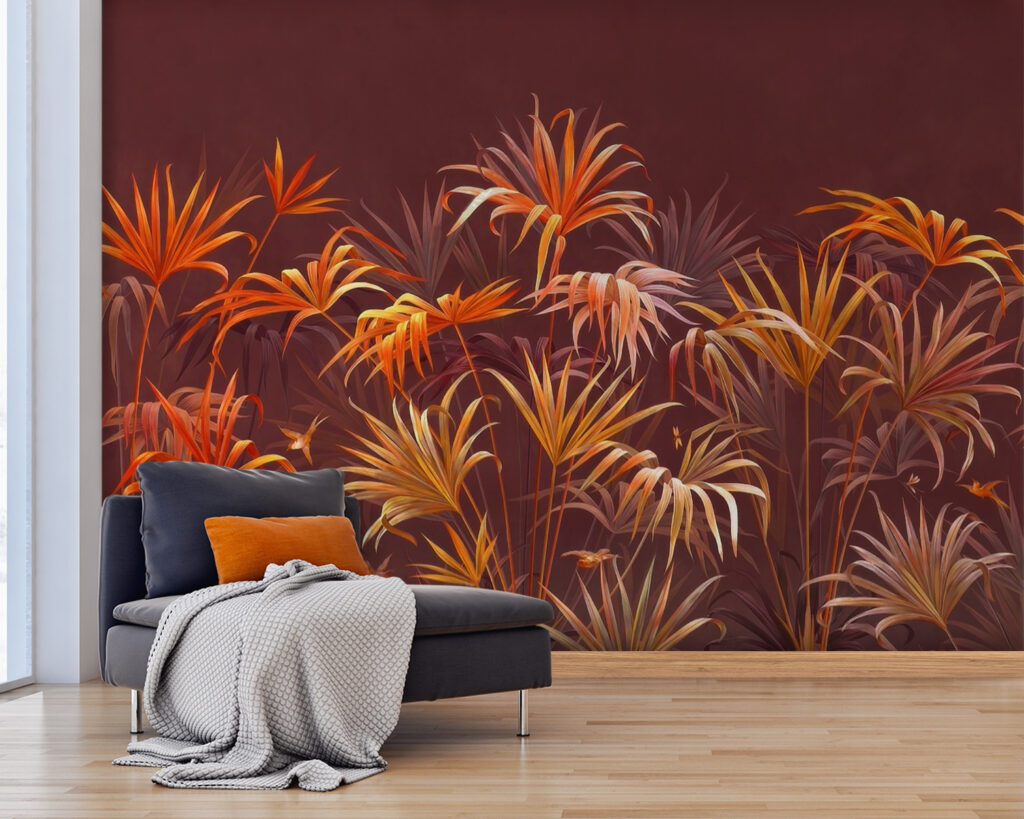 Vibrant foliage against a rich backdrop