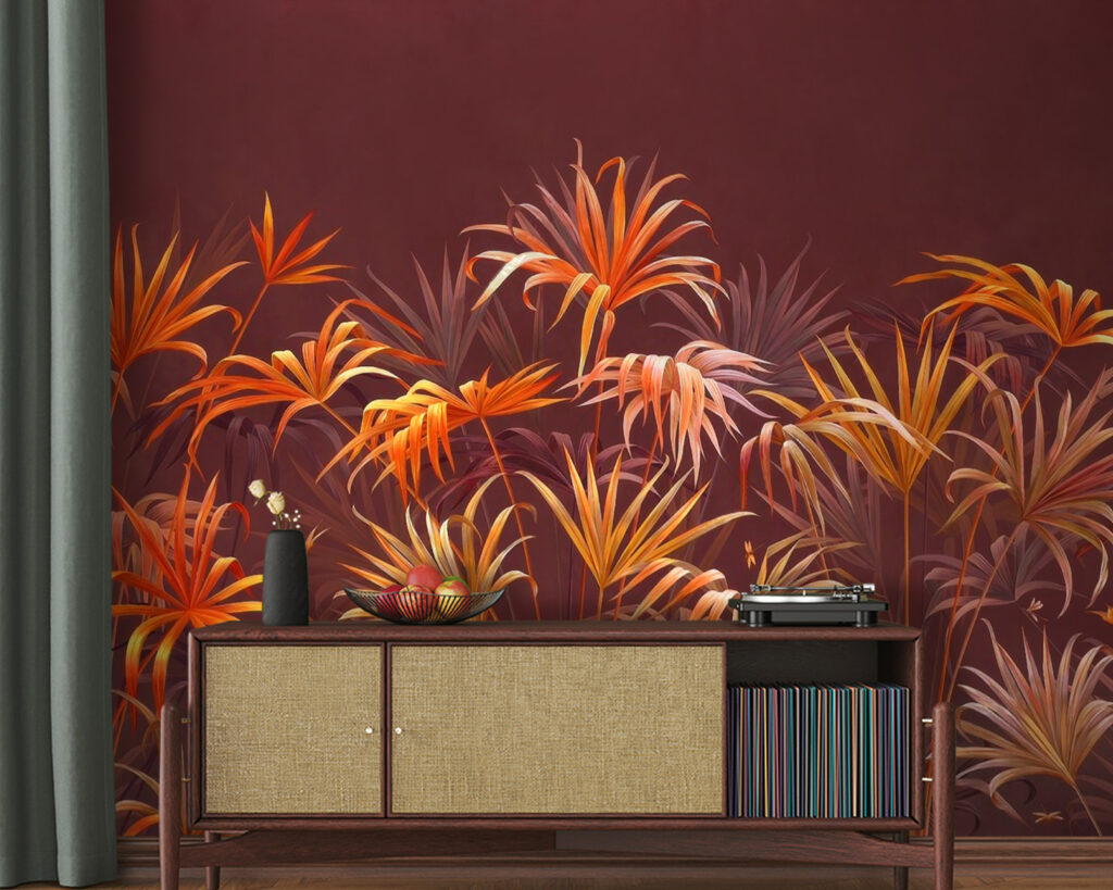 Vibrant foliage against a rich backdrop