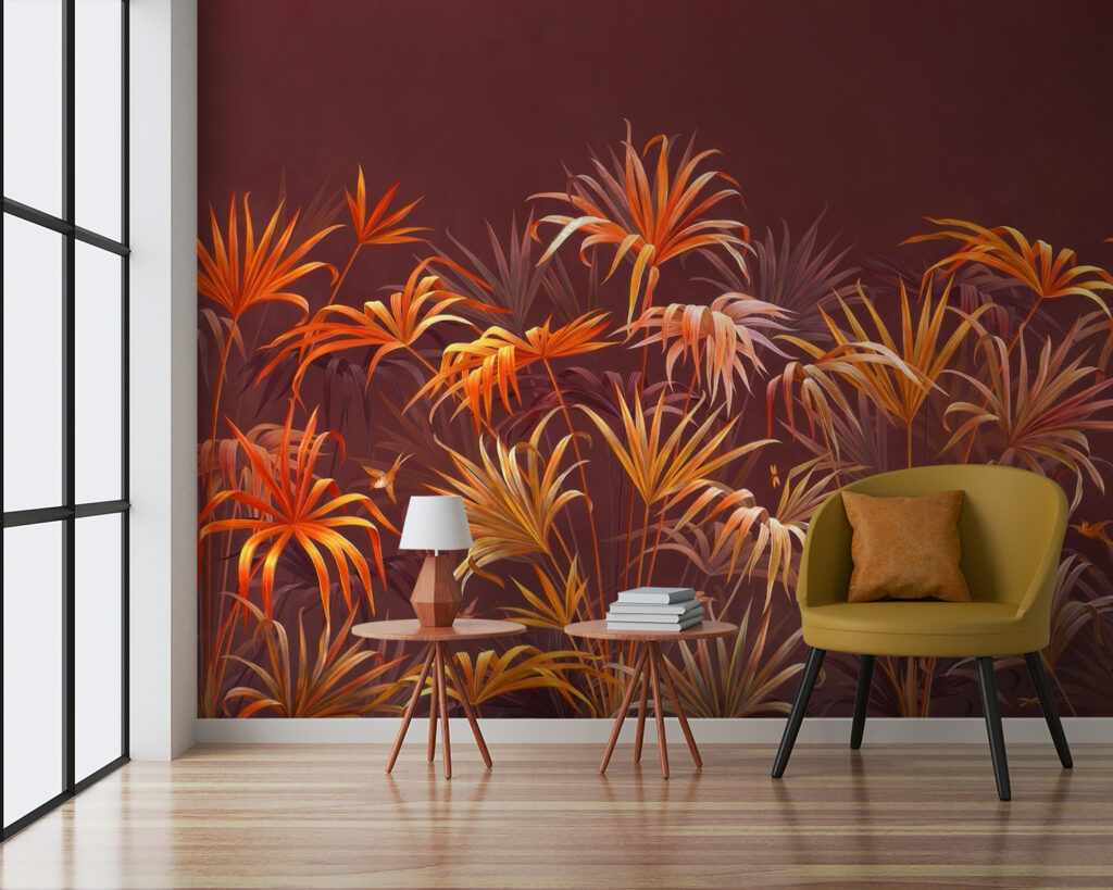 Vibrant foliage against a rich backdrop