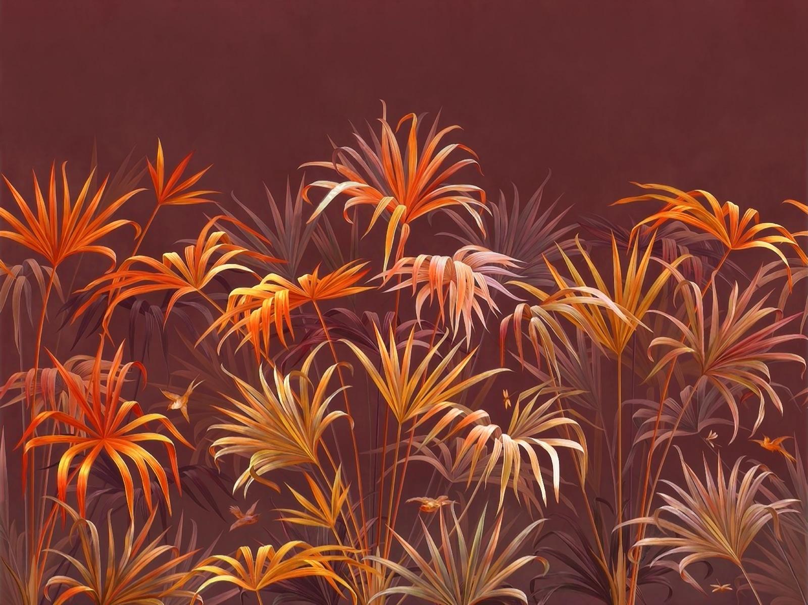 Vibrant foliage against a rich backdrop