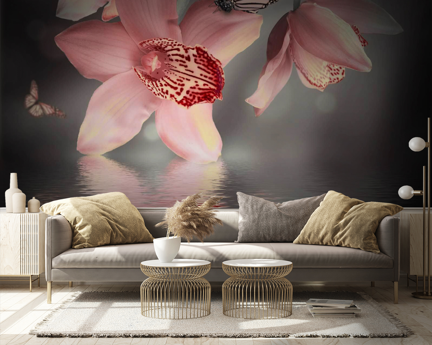 u57697pig9m - Ροζ ορχιδέες και πεταλούδες σε ένα κλαδί - tegory