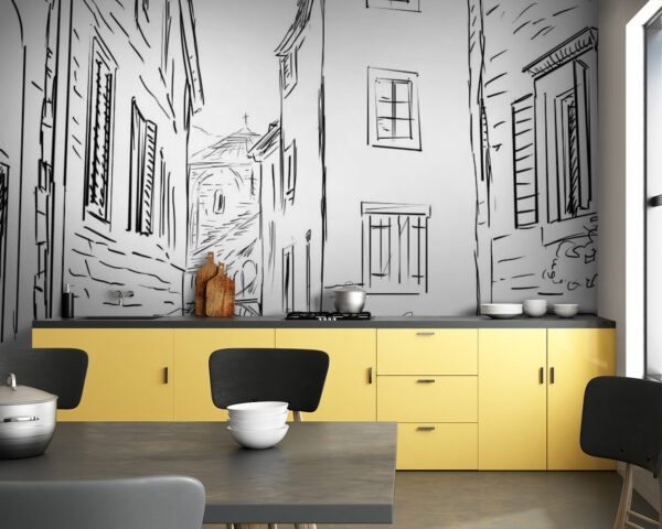 Ταπετσαρίες Σχέδιο ενός δρόμου με κτίρια