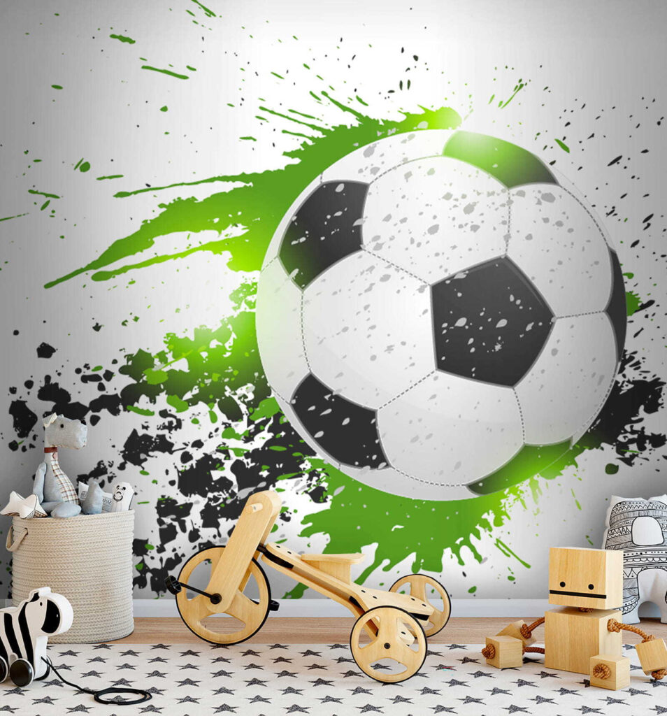 Football ball with splashes of paint