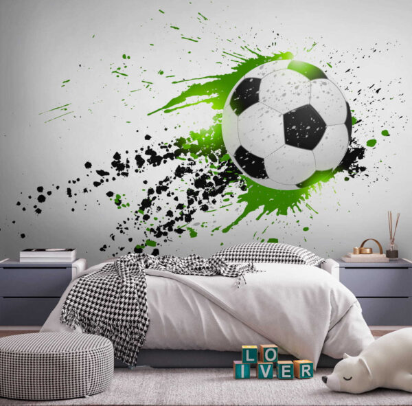 Football ball with splashes of paint