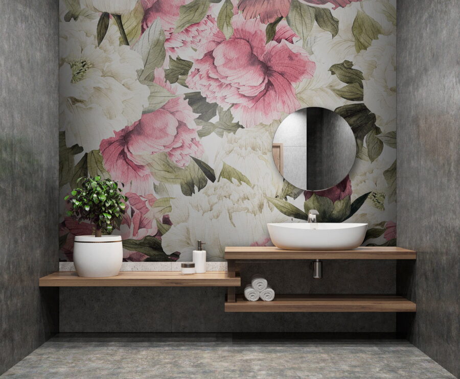 Wall murals Pattern of pink and white flowers