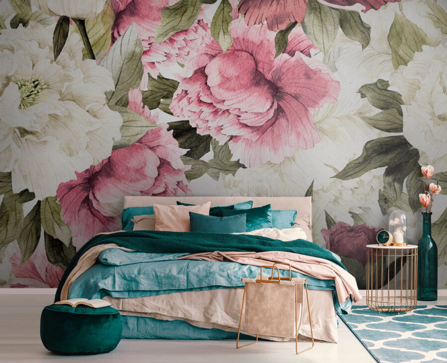 Wall murals Pattern of pink and white flowers