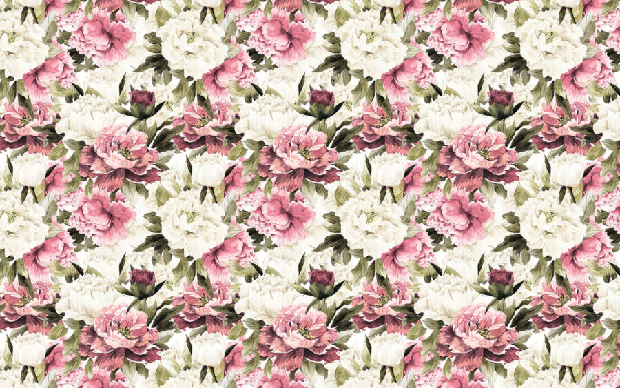 Wall murals Pattern of pink and white flowers