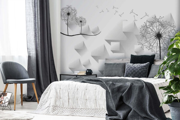 Wall murals Dandelion flowers and a white background Wall murals Dandelion flowers and a white background