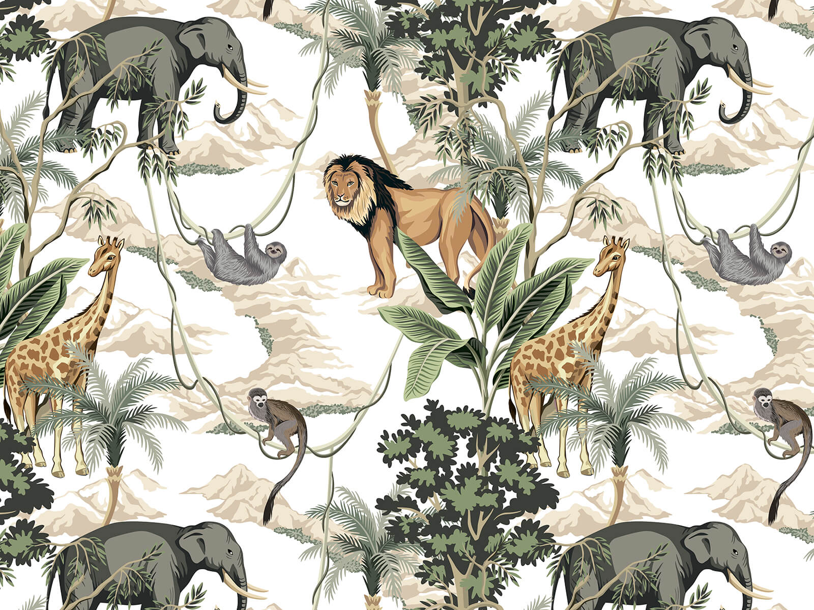 u51916p - Ταπετσαρία με ζώα και δέντρα - tegory