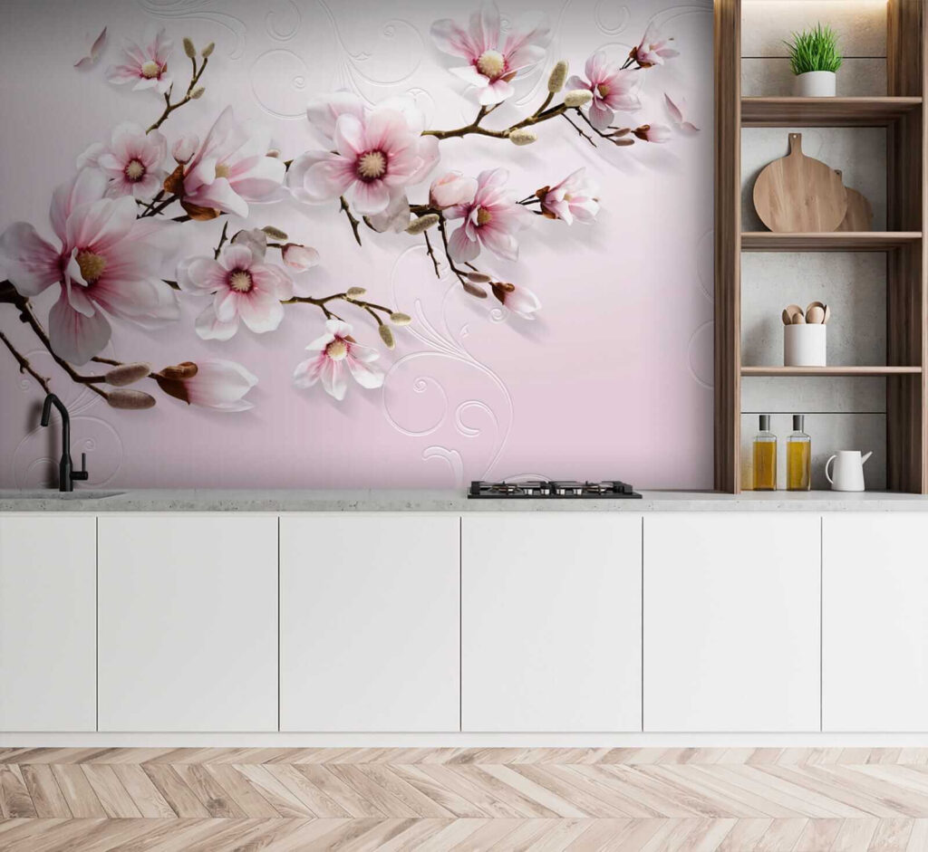 Delicate blossoms on soft pink backdrop