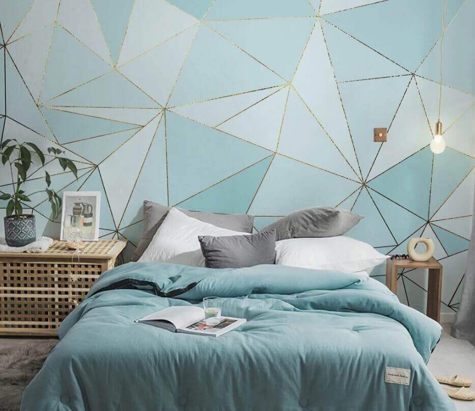 u46444pib1m - Μπλε και λευκό μοτίβο τριγώνου - tegory