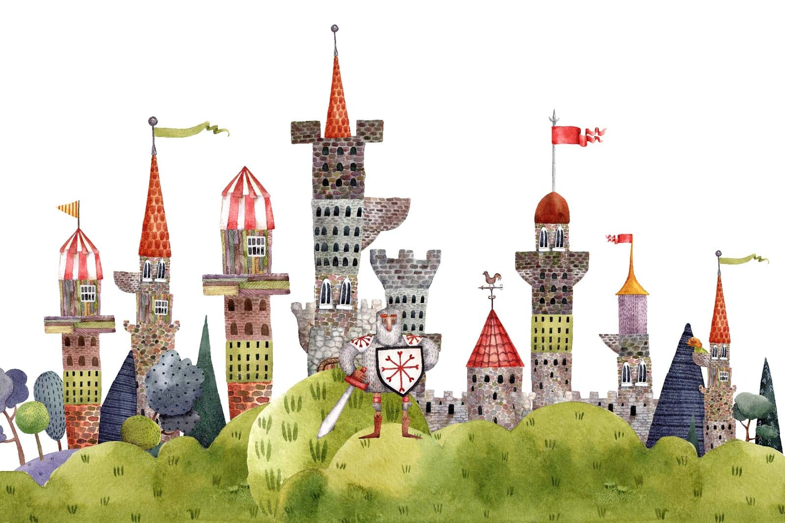 Watercolor painting of a castle