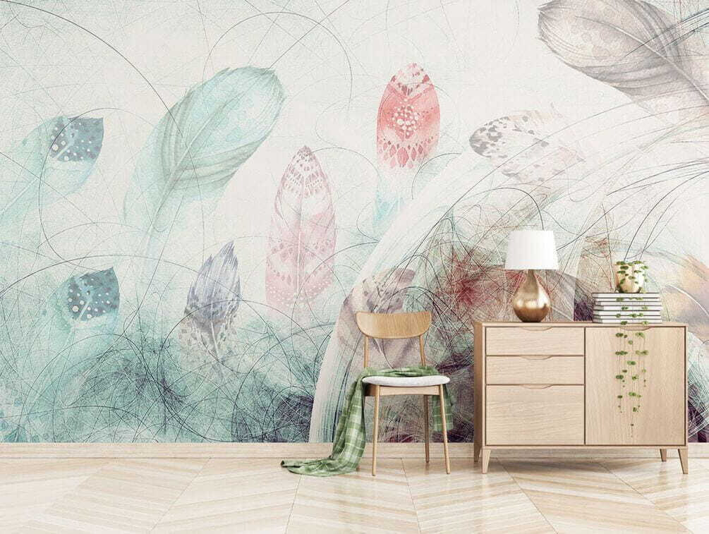 Abstract feathers in soft pastel hues Abstract feathers in soft pastel hues