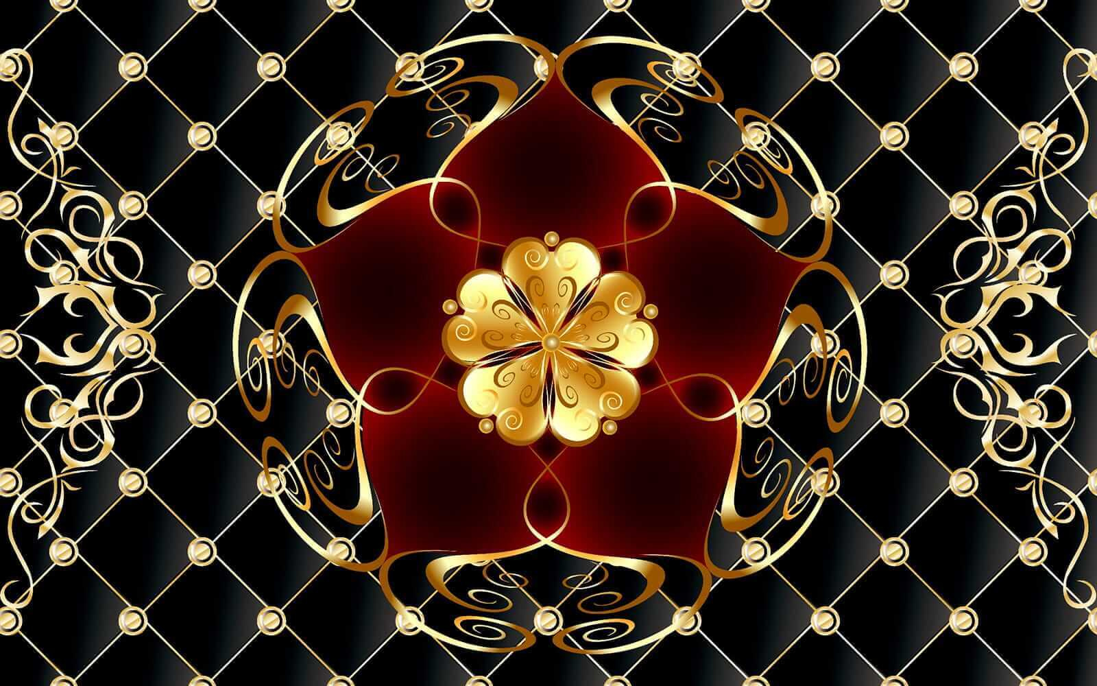 u40780p - Κομψό σχέδιο λουλουδιών σε μαύρο φόντο - tegory