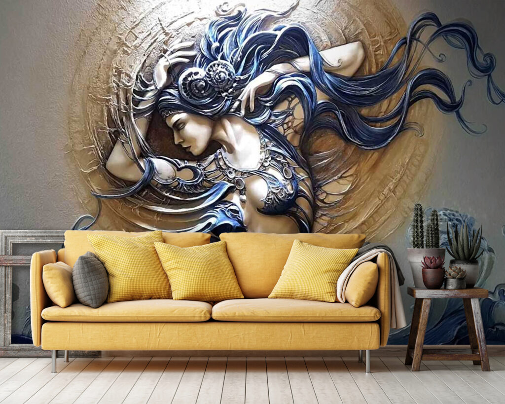 Painting of a woman with long hair Painting of a woman with long hair