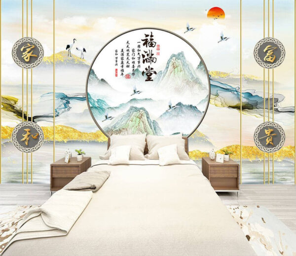 Ταπετσαρίες Ταπετσαρίες Ζωγραφική των βουνών και των πουλιών (Κωδικός προϊόντος: u38645)