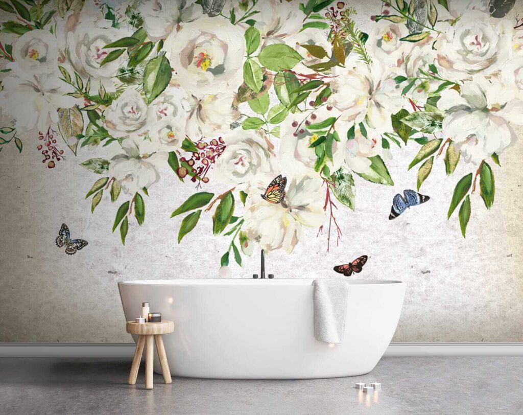 u33223pit1 1024x812 - Ζωγραφική λευκών λουλουδιών και πεταλούδων - tegory