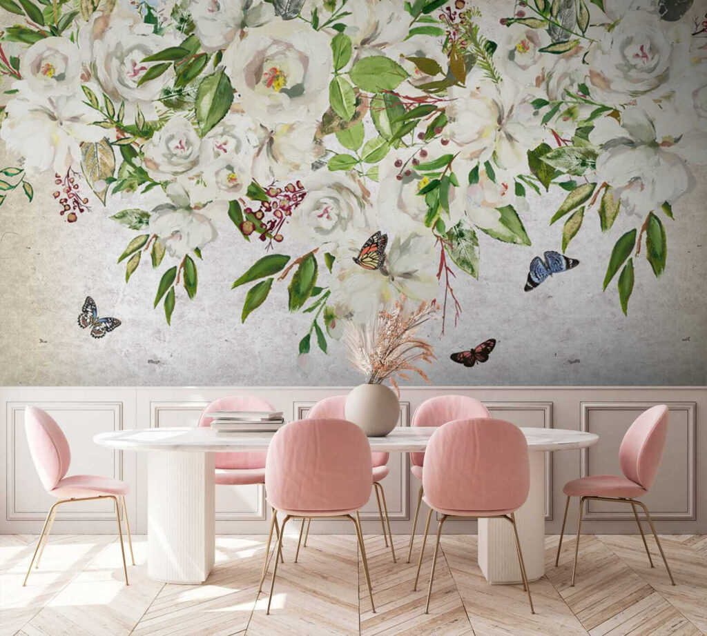 u33223pik1 1024x922 - Ζωγραφική λευκών λουλουδιών και πεταλούδων - tegory