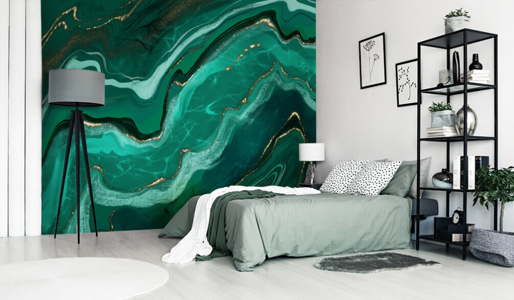 u33149pib1m - Αφηρημένα κύματα σε αποχρώσεις του πετρόλ - tegory