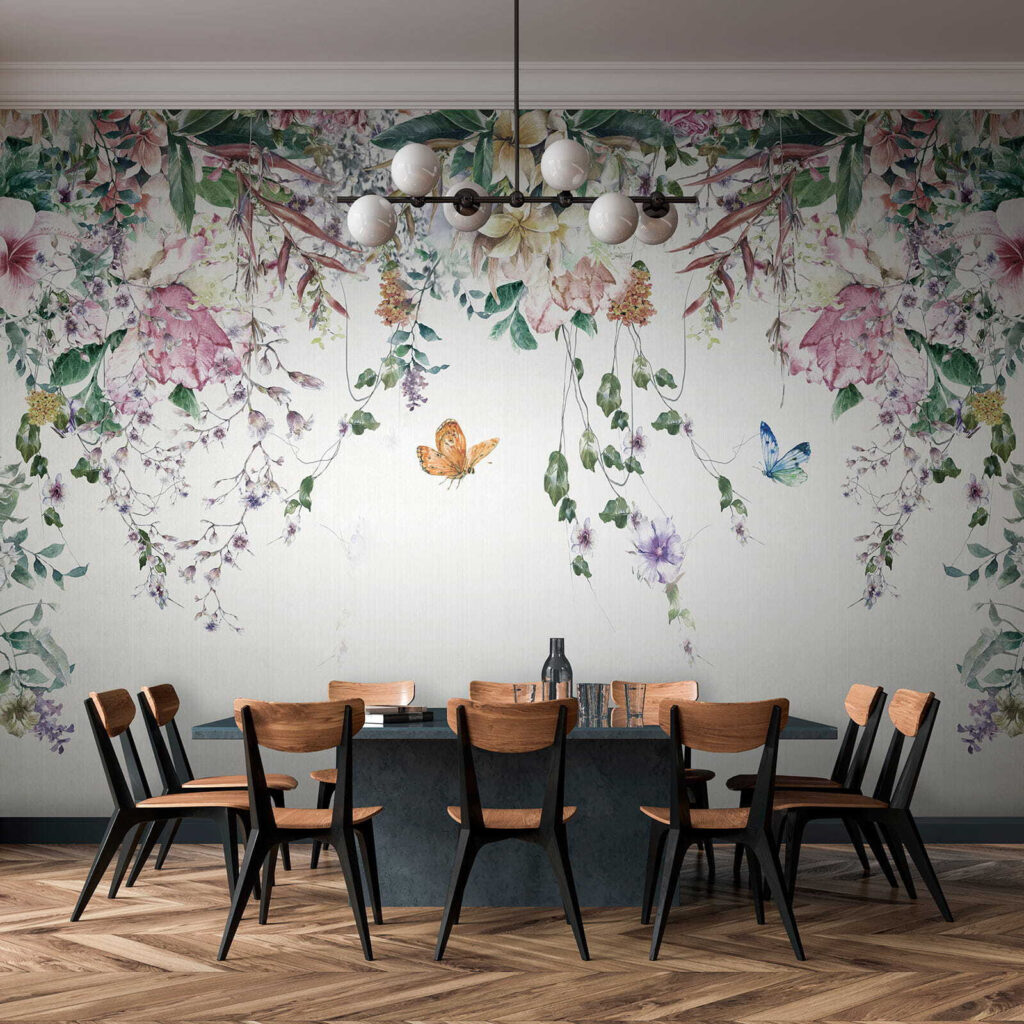 Painting of flowers and butterflies
