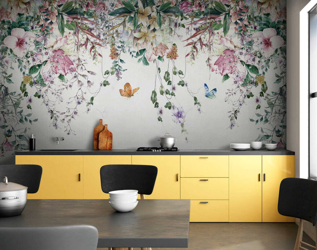 Painting of flowers and butterflies