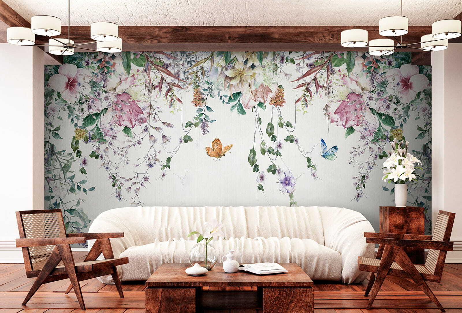 Painting of flowers and butterflies