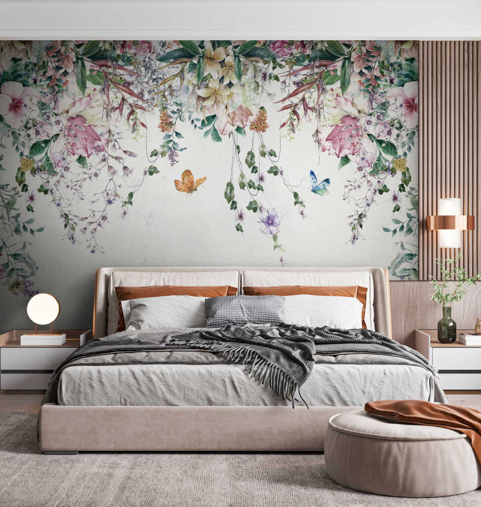Painting of flowers and butterflies