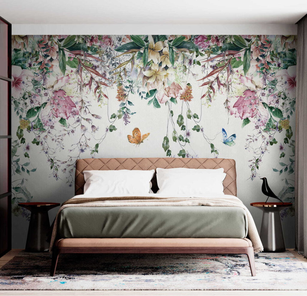 Painting of flowers and butterflies