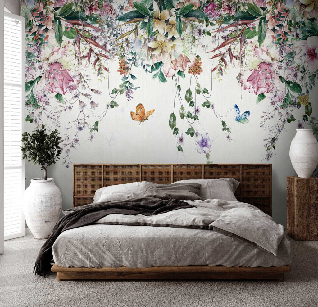 Painting of flowers and butterflies