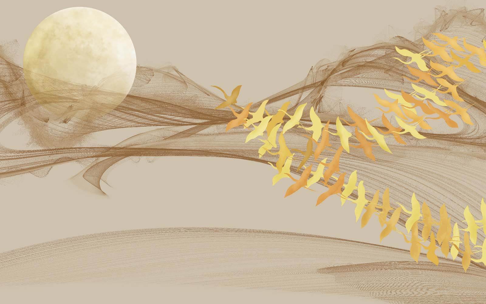 u30357p - Σελήνη και πουλιά που πετούν στον ουρανό - tegory