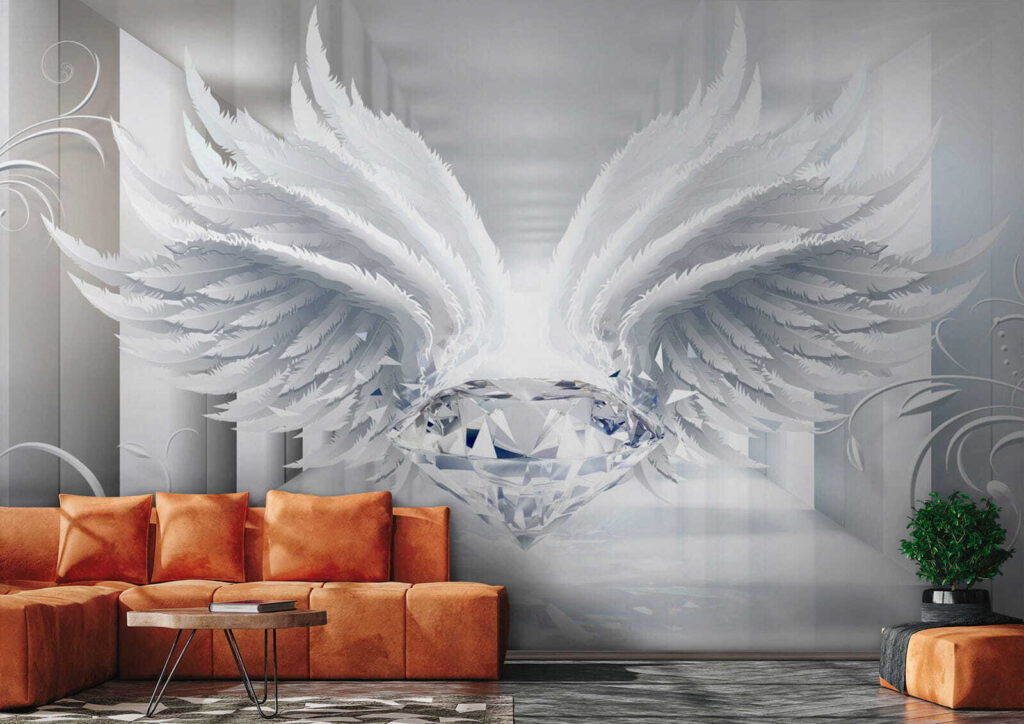 Diamond with wings in a room Diamond with wings in a room