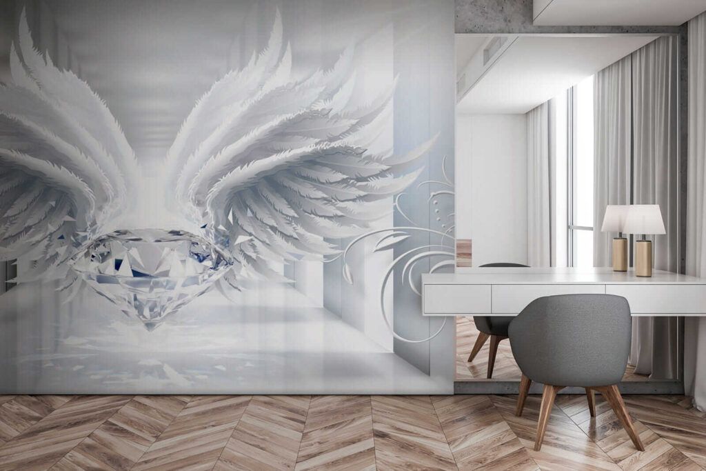 Diamond with wings in a room Diamond with wings in a room