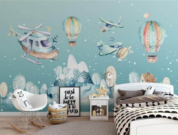 u27765pir2 600x454 - Ακουαρέλα εικονογράφηση ενός ελικοπτέρου και αερόστατα θερμού αέρα - tegory