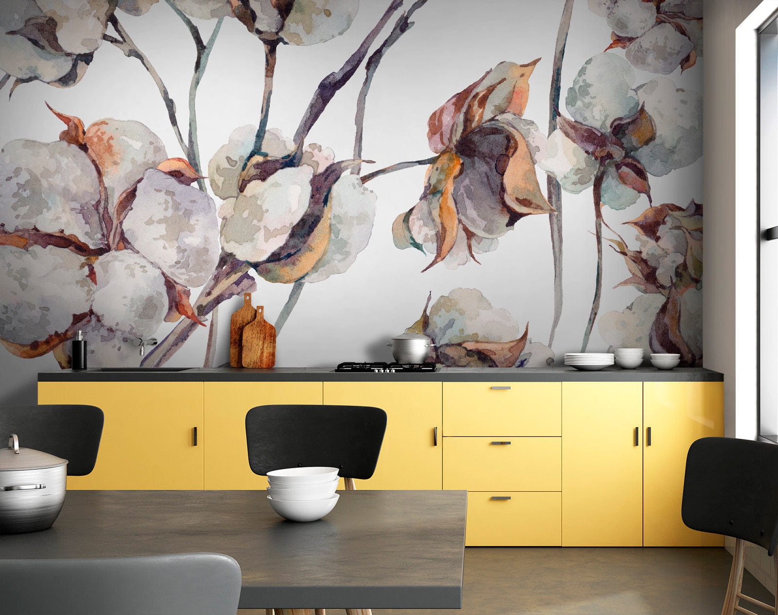 u25957pik1m - Μοτίβο από βαμβακερά λουλούδια - tegory