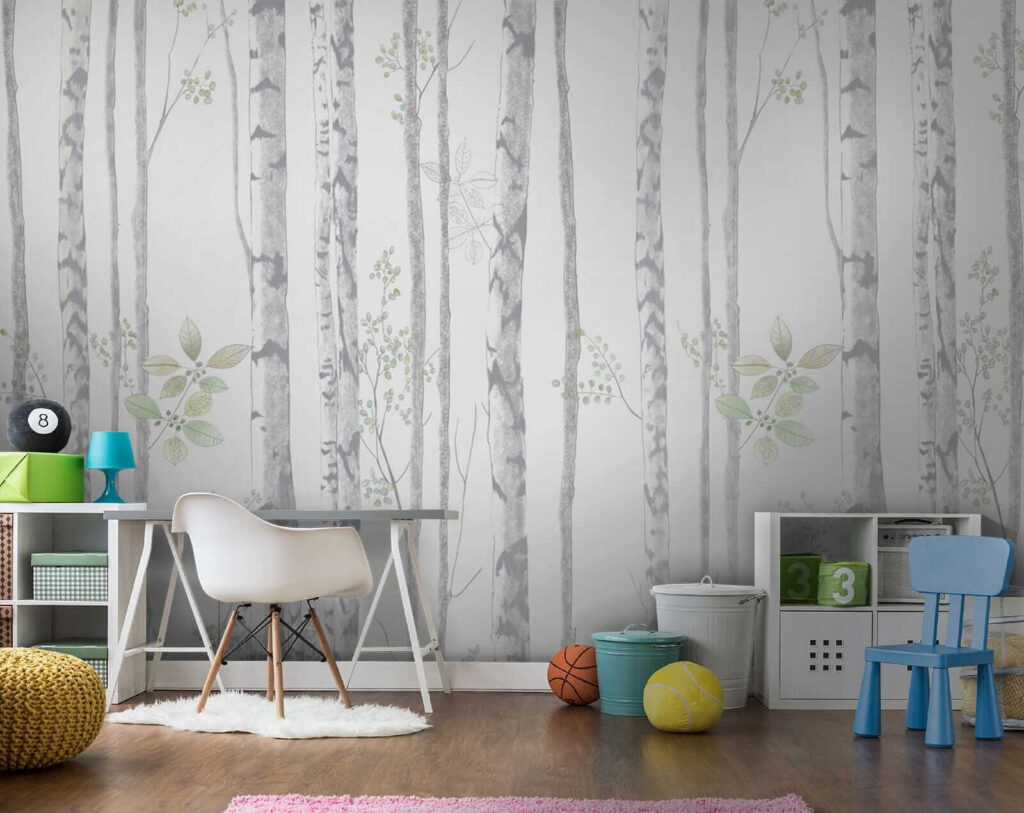 Wallpaper with trees and leaves