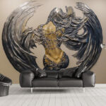 Ταπετσαρίες Μεταλλικό γλυπτό γυναίκας με φτερά