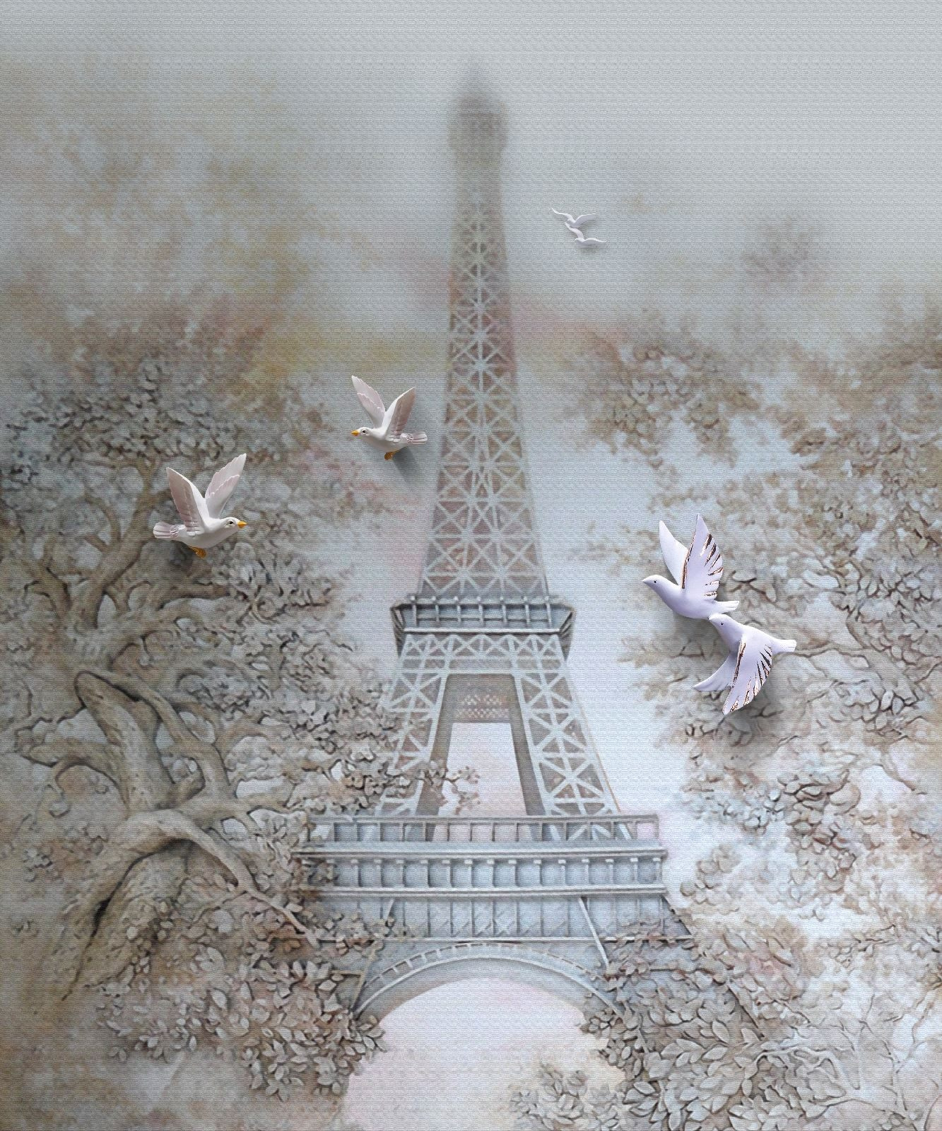 u12206p - Πουλιά που πετούν πάνω από έναν πύργο - tegory