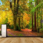 Ταπετσαρίες Μονοπάτι με δέντρα και φύλλα