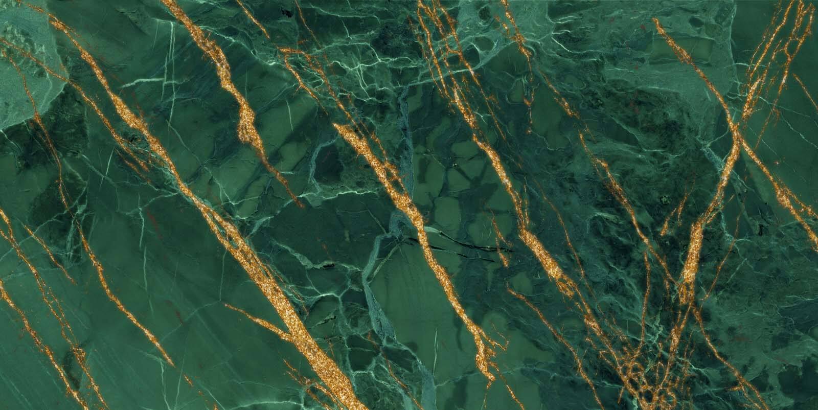 Emerald veins through polished stone