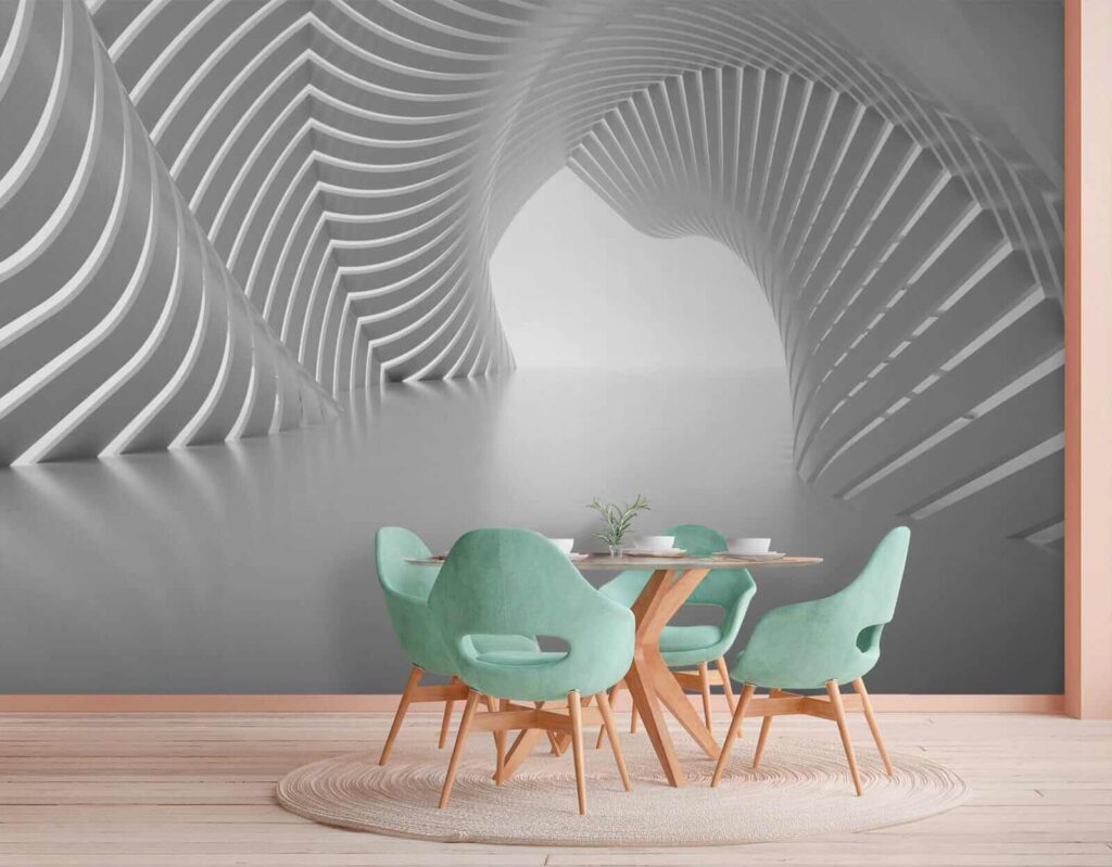 White tunnel with curved lines White tunnel with curved lines