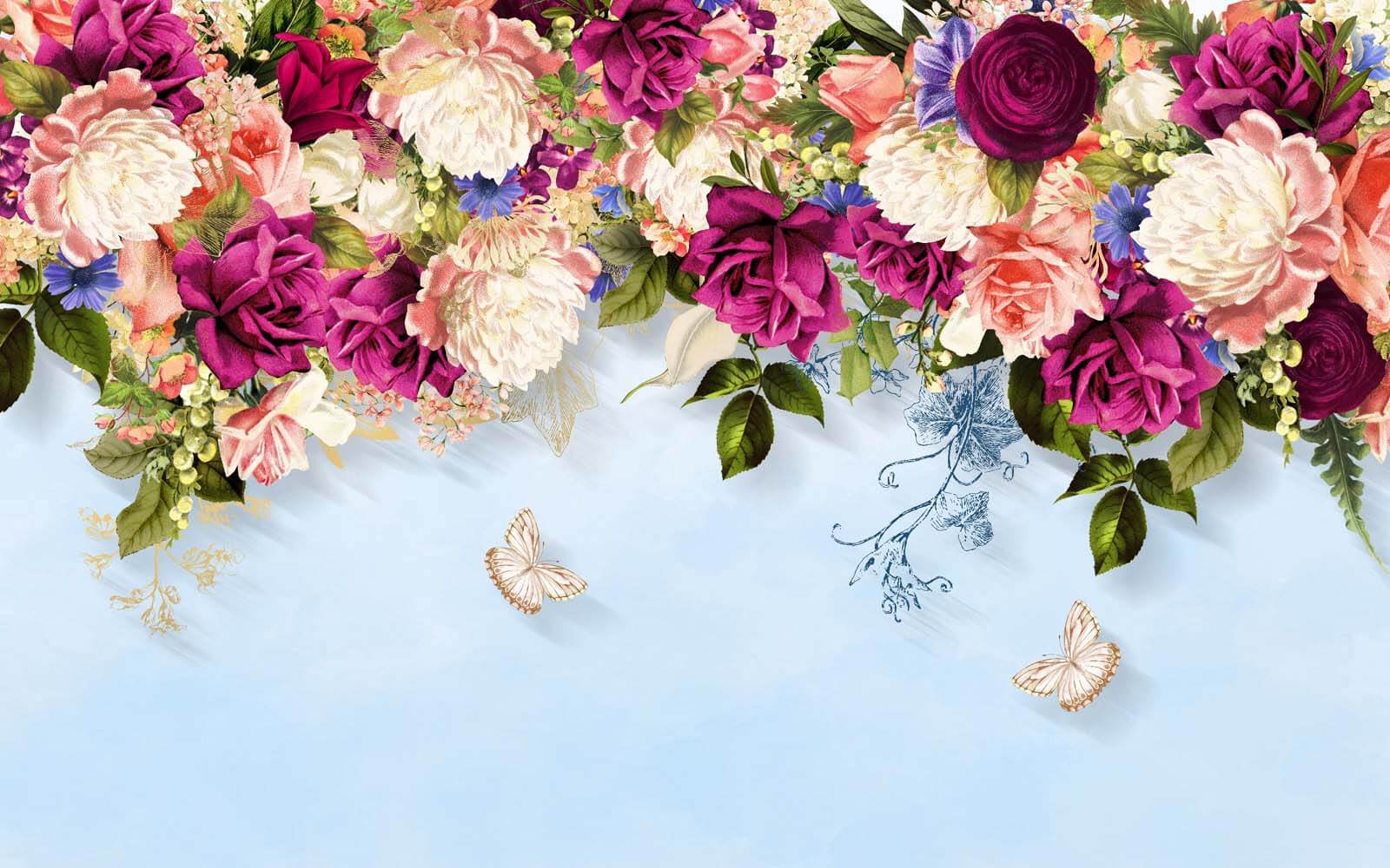 u02081p - Ομάδα λουλουδιών με πεταλούδες - tegory