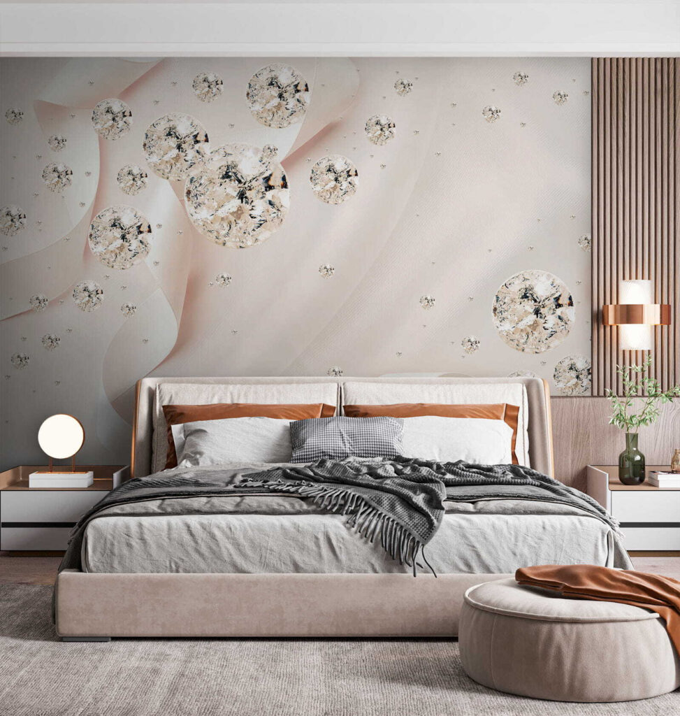 White satin ribbon with diamonds and pearls